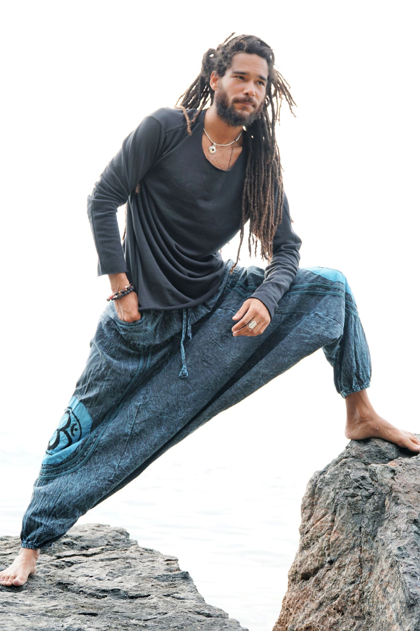 Harem Pants - Stonewash Ohm - Navy Blue - The Karmic Chameleon - INYDY