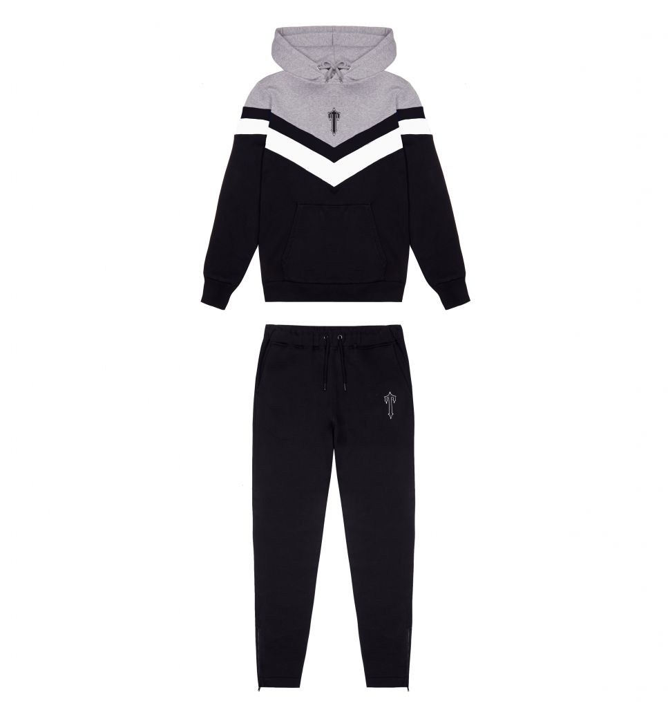 Trapstar Black V-Stripe Hooded Tracksuit - RpshoppingHQ - INYDY