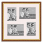 Mahogany & Gold Wooden Multi Aperture Photo Frame for two 7×5/5x7in and two 6×4/4x6in photos