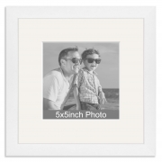 White Wooden Photo Frame with mount for a 5x5in Photo – No Photo required