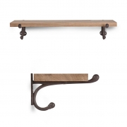 Raw Oak Shelf With Cast Iron Bracket – Small – Garden Trading