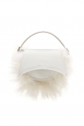 KIKS LEATHER BAG IN WHITE WITH MARABOU DETAILING – 16Arlington
