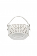 KIKS STUDDED LEATHER BAG IN WHITE WITH CRYSTALS – 16Arlington