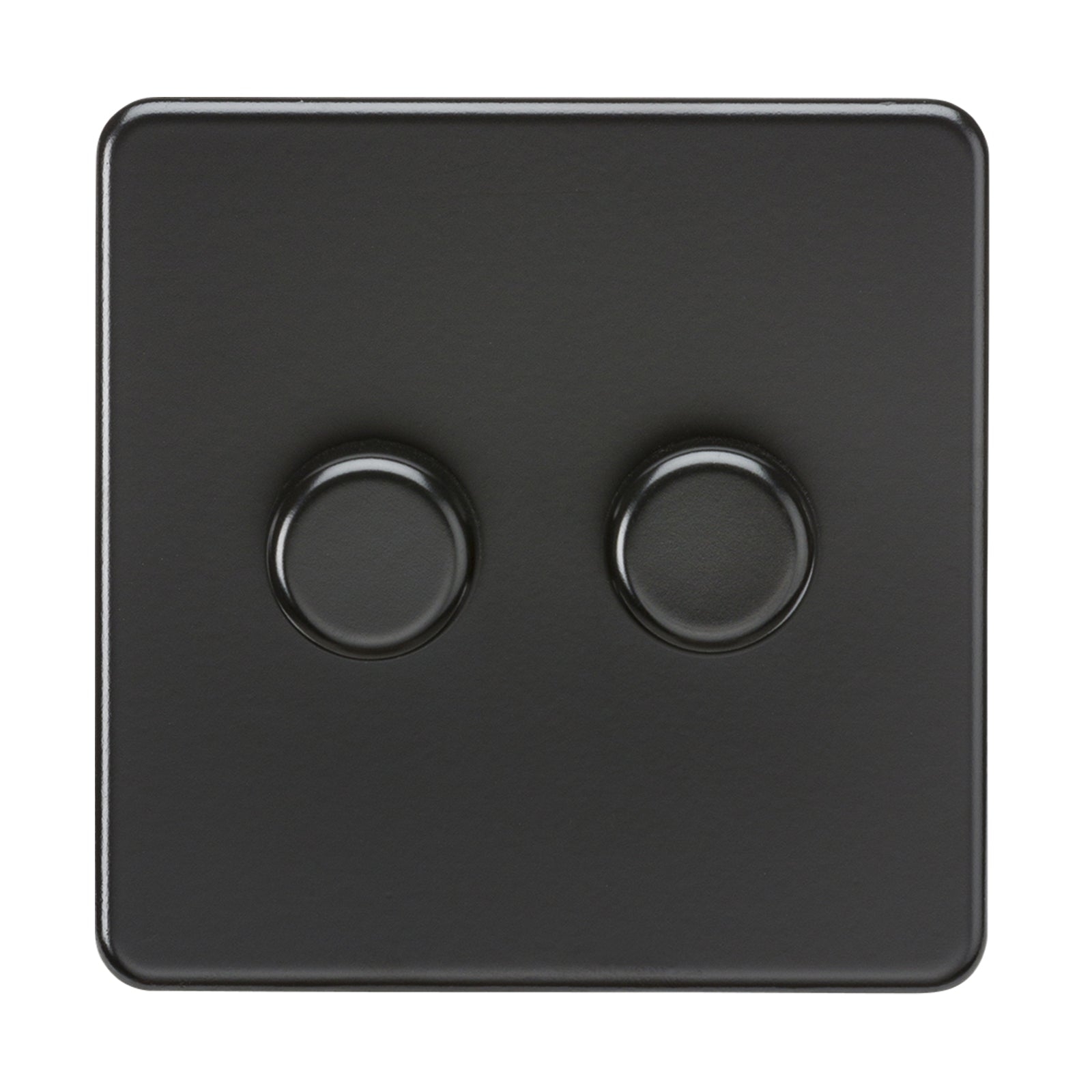 Knightsbridge Screwless Flatplate Matt Black Switches & Sockets Black Rockers 2 Gang Trailing Edge Dimmer Switch SF2182MBB – Masterlec