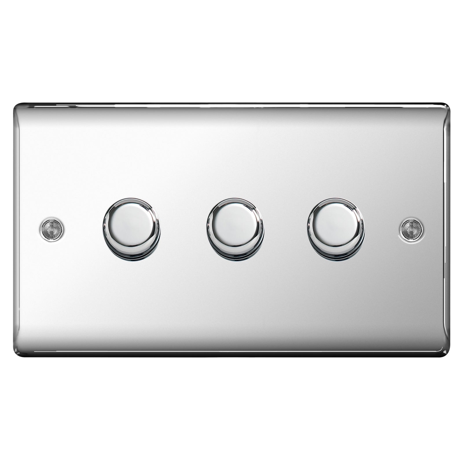 BG NPC83 Polished Chrome Trailing Edge Triple Dimmer Switch 3 Gang 2 Way LED – Masterlec