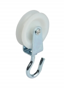 15-70kg Webi Pulley Type Ett-198P – Polymide Pulley With Rotating Steel Hook (Etter) – 20 kg / 40mm Ref: 155.21.2 – Pulley – White / Silver – Galvanised Steel