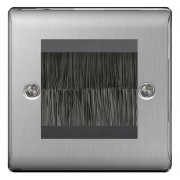 BG Brushed Steel Satin Single 2 Gang Brush Cable Entry Wall Plate Black Insert Square – Masterlec