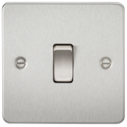 Knightsbridge Screwed Flat Plate Brushed Chrome Switches & Sockets Satin White Inserts 1 Gang Light Switch FP2000BC – Masterlec