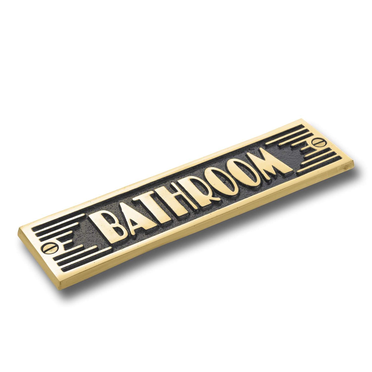 Art Deco Bathroom Door Sign. Heavy Duty Cast Metal Plaque Handmade In England. – Bathroom Aluminium