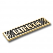 Art Deco Bathroom Door Sign. Heavy Duty Cast Metal Plaque Handmade In England. – Bathroom Brass