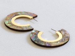 Cressida Shell Metal Large Hoops in Gold and Taupe – Big Metal London