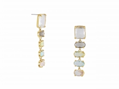 Zadie Allure Stone Cut Luxe Earrings in Green and Pink – Big Metal London