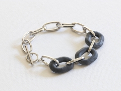 Charlotte Resin Chunky Bracelet in Silver Black – Big Metal London