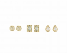 Hortense Pack Of 3 Crystal Studs in Yellow, Green and Crystal – Big Metal London