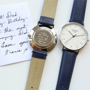 Handwritten Engraving – Men’s Architect Zephyr – Admiral Blue Strap – Genuine Leather / Stainless Steel – Architect Watches