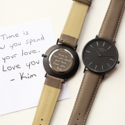 Handwritten Engraving – Men’s Minimalist Watch – Urban Grey Strap – Genuine Leather / Stainless Steel – Architect Watches