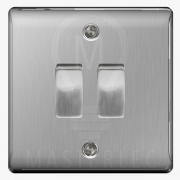 BG Nexus Brushed Steel Switches and Sockets White Inserts Full Range 2 Gang Intermediate Light Switch – Masterlec