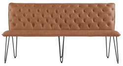 Chair Collection – Studded back bench 180cm with hairpin legs tan bench – Essentials