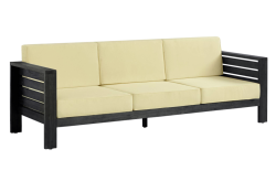 Lisa Wooden 3 Seater Sofa Garden Furniture, Black Ash / Cream – Furnishop