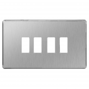 BG Nexus Brushed Steel Screwless Flat Plate 4 Gang Grid Front Plate GFBS4 – Masterlec