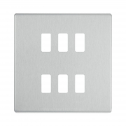 BG RFBS6 Screwless Brushed Steel 6 Gang Front Cover Plate – Masterlec