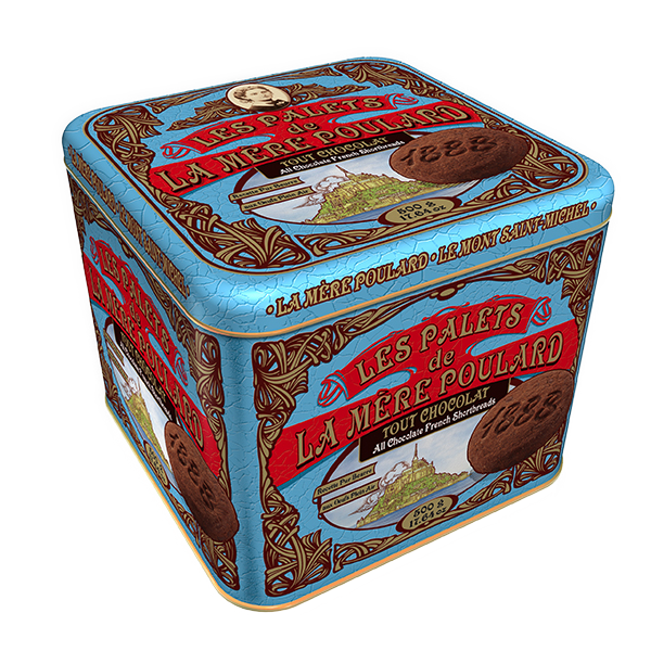 Palets pur beurre Tout Chocolat x32 boite métal – All chocolate shortbread x32 large metal box – Mère Poulard, 500g – Chanteroy – Le Vacherin Deli