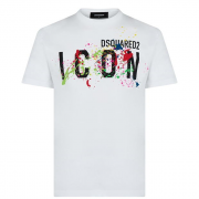 DSQUARED ICON SPLAT T SHIRT ‘WHITE’ Small – RpshoppingHQ