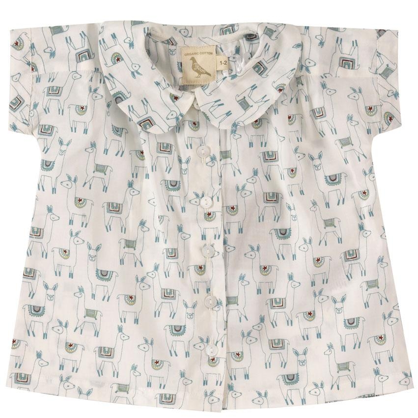 Pigeon Baby Peter Pan Collar Blouse In Llama Print – 3-6m