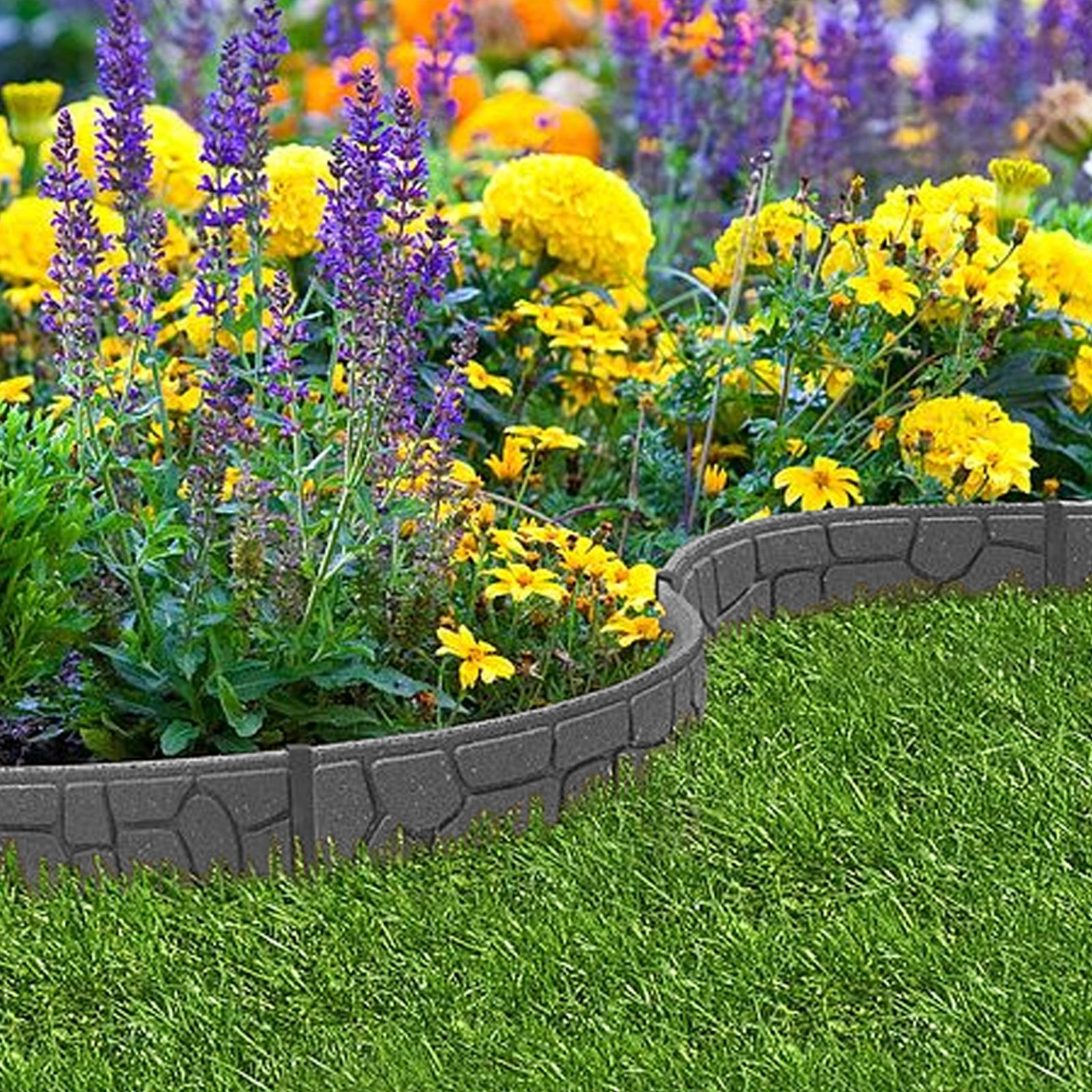 Primeur Grey Flexi Curve Lawn Edging 1.2m Rockwall Border – Masterlec