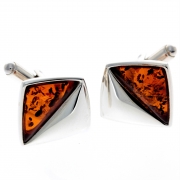 925 Sterling Silver & Baltic Amber Modern Cufflinks – AAC003 Cognac – SilverAmberJewellery