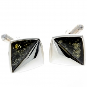 925 Sterling Silver & Baltic Amber Modern Cufflinks – AAC003 Green – SilverAmberJewellery