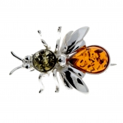 925 Sterling Silver & Baltic Amber Fly Brooch – M801 Mix – SilverAmberJewellery