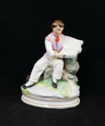 Dresden Figurine Boy Reading Book – Restored – Amazing Antiques Etc.