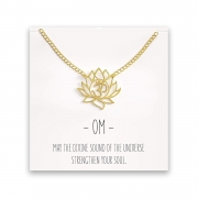 OM Lotus Flower Necklace – Yoga Pendant – Silver & Gold Gold – Happy Kisses