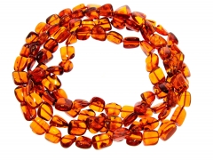 Genuine Cognac Baltic Amber Nuggets Luxurious Long Necklace – NE0181 – SilverAmberJewellery