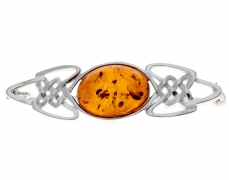 925 Sterling Silver & Baltic Amber Celtic Classic Brooch – 4024 Cognac – SilverAmberJewellery