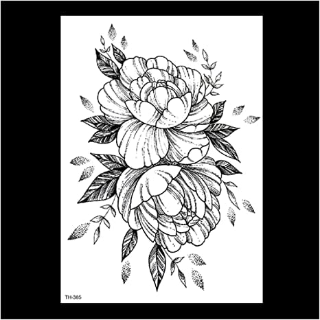 Temporary Tattoo TH-385 Black Rose Peony – Temporary Tattoos – Dublin Body Paint