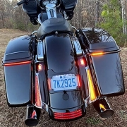 Fascia LED Panels for ’14-UP Street/Road Glide & Road King Special – Dual Color Configuration (Black w Red Lens) – Chrome w Red Lens – Rick Rak