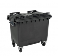 660L Four Wheel Plastic Bin – Black