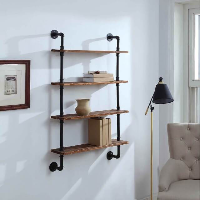 4 Shelf Industrial Pipe Shelving Unit, 135cm – Acumen Collection