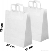 Kraft Bags White (Large) 29cmx27cmx16cm Pack of 50 Bags