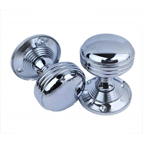 Chrome Mortice Reeded Sprung Door Knob Set Pack Pair – Golden Grace – My Door Handles