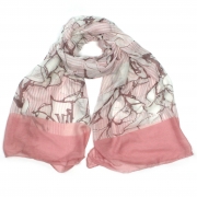 Striped Magnolia Print Ladies Scarf Pink – Stylish & Luxurious – Unisex – The Scarf Giraffe