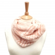 Franz – Block Pattern Faux Fur Single Snood – Pink – The Scarf Giraffe