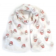 Smiling Santa Scarf White – Stylish & Luxurious – Unisex – The Scarf Giraffe