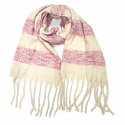 Maniwaki – Extra Thick Striped Scarf Pink – Stylish & Luxurious – Unisex – The Scarf Giraffe