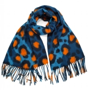 Kerrobert – Animal Print Neon Thick Scarf Blue – Stylish & Luxurious – Unisex – The Scarf Giraffe