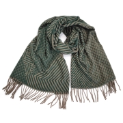 Altona – Two Tone Pattern Pashmina Style Thick Scarf Green – Stylish & Luxurious – Unisex – The Scarf Giraffe