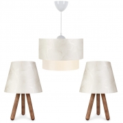 Cream Lamp Shade & Chandelier Set