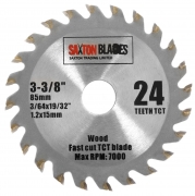 Saxton TCT8524T 85mm x 24T TCT Circular Wood Saw Blade Compatible with Worx Worxsaw Bosch Makita Ryobi